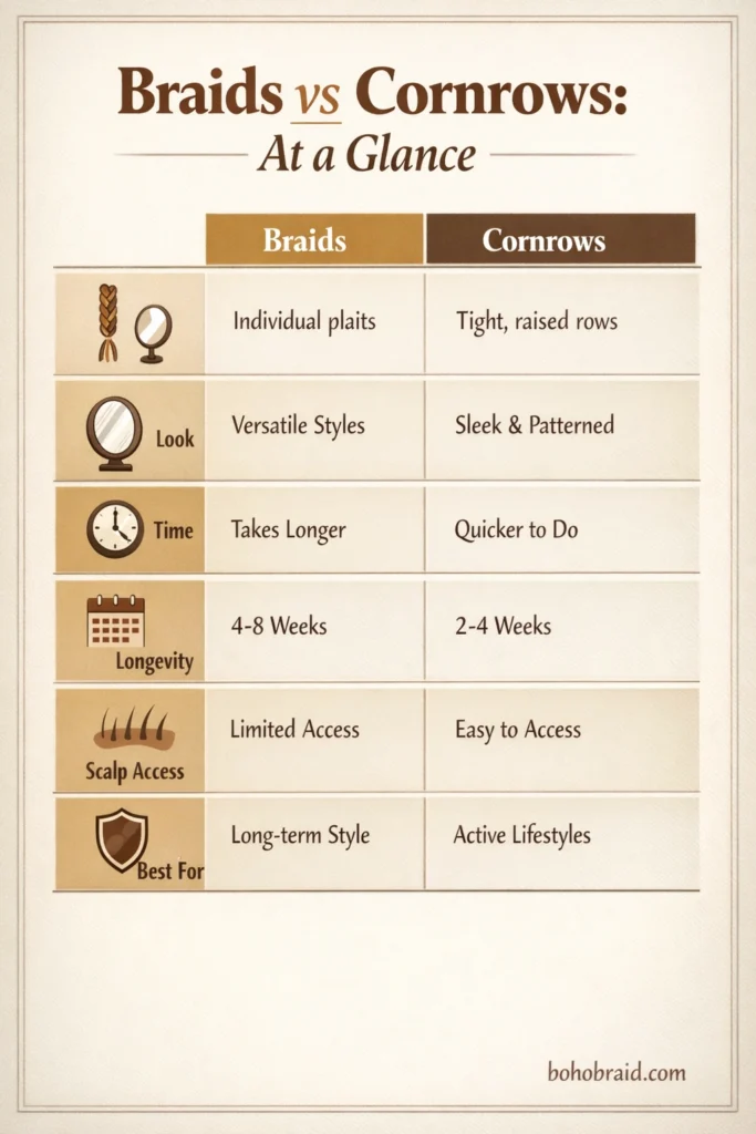 Braids vs Cornrows