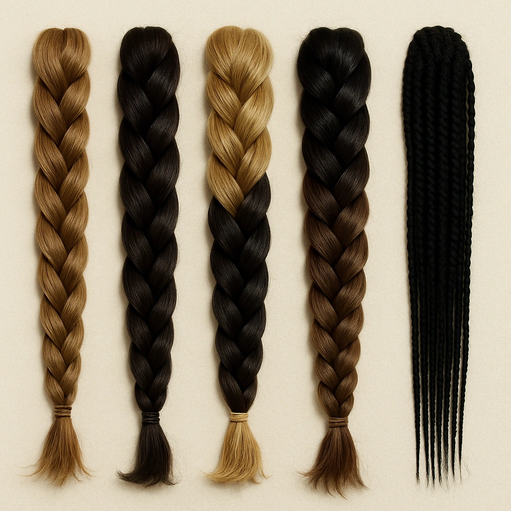 Different types of human braiding hair