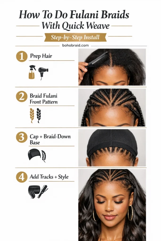 Fulani braids with quick weave
