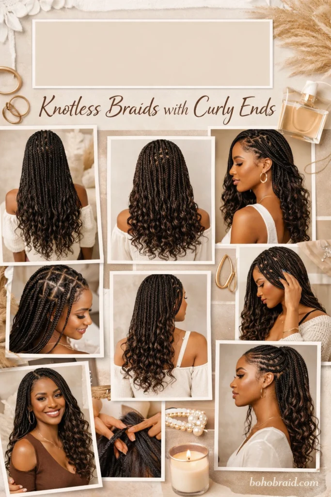 Knotless Braids with Curly Ends