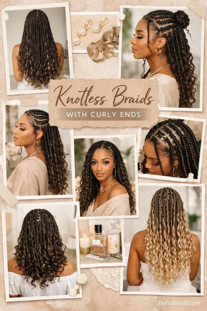Knotless Braids with Curly Ends