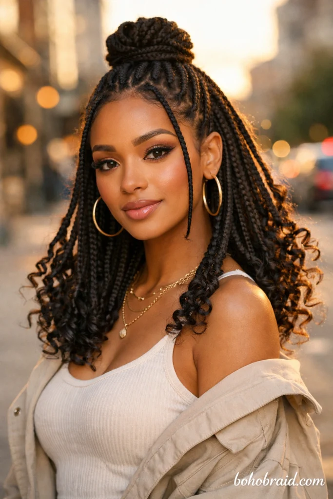 Knotless Braids with Curly Ends