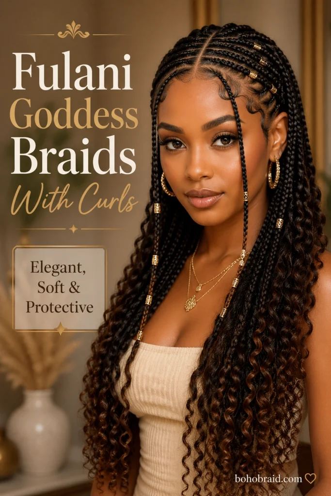 Fulani Goddess Braids With Curls