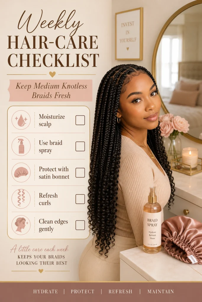 Medium Knotless Braids with Curly Ends