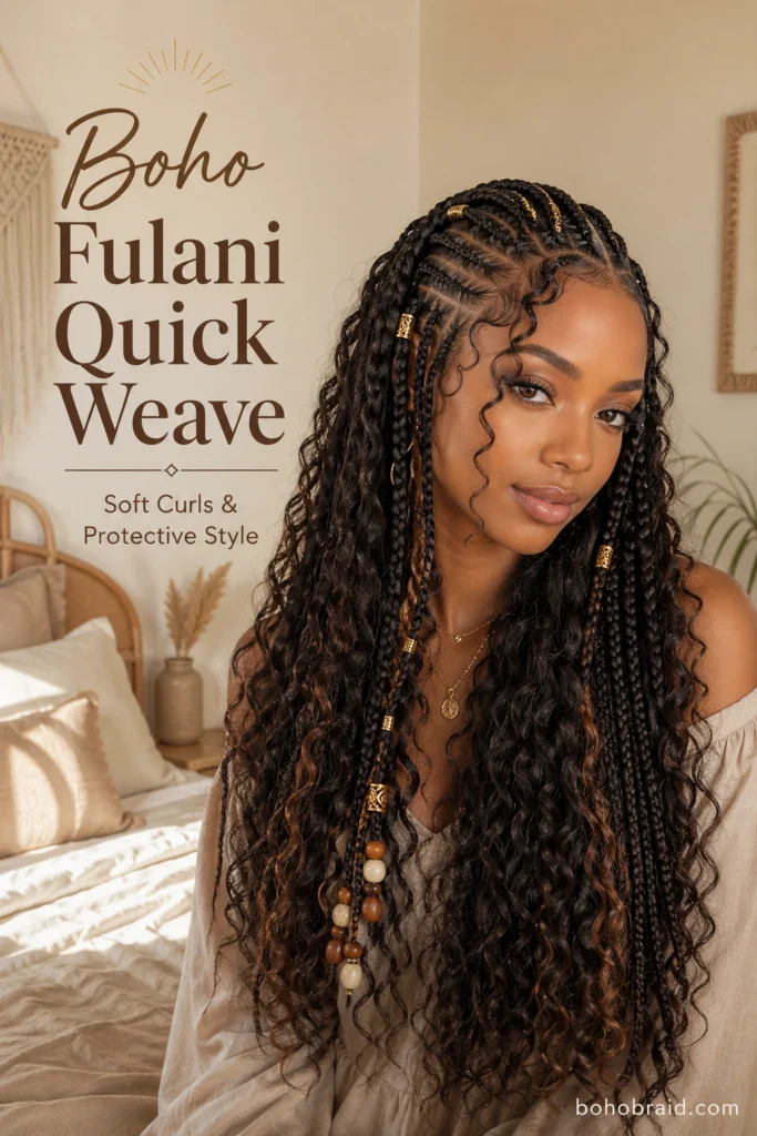 Fulani Braids with Quick Weave