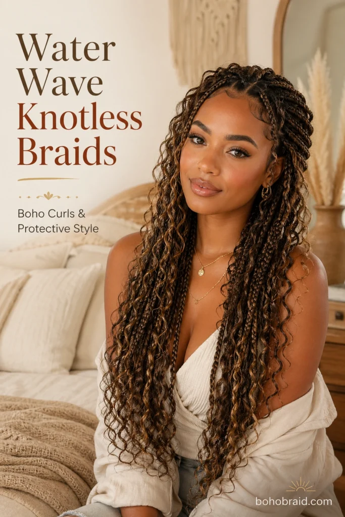 Small Knotless Braids with Curls