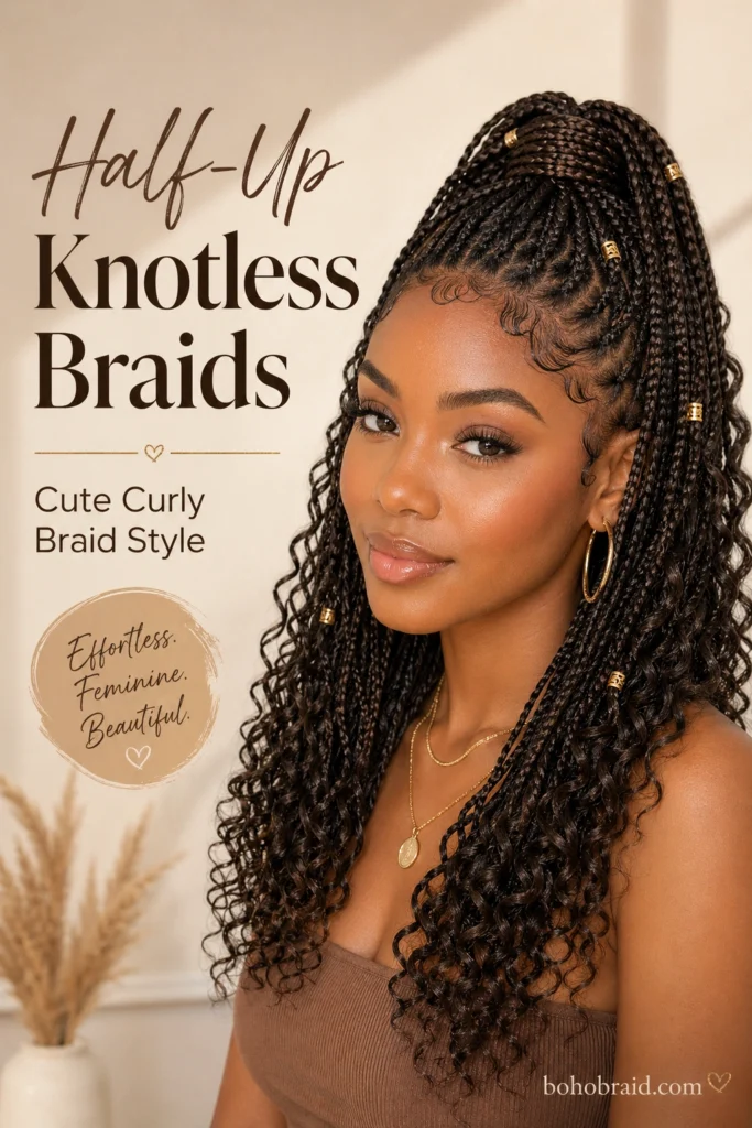 Small Knotless Braids with Curls