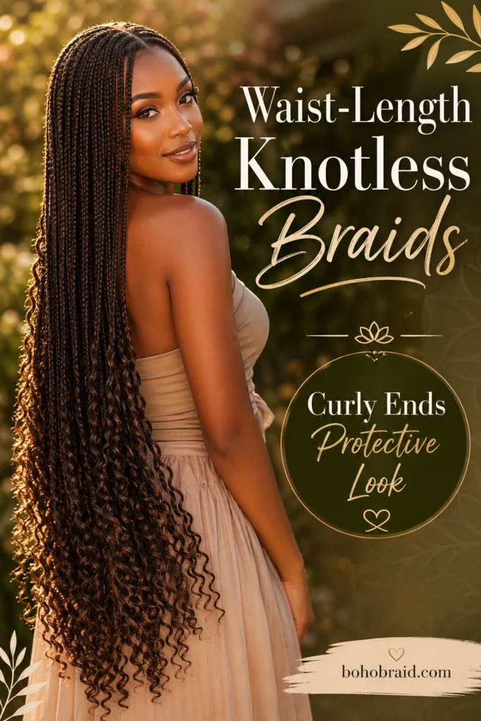 Small Knotless Braids with Curls