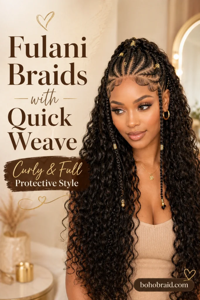 Fulani Braids with Quick Weave
