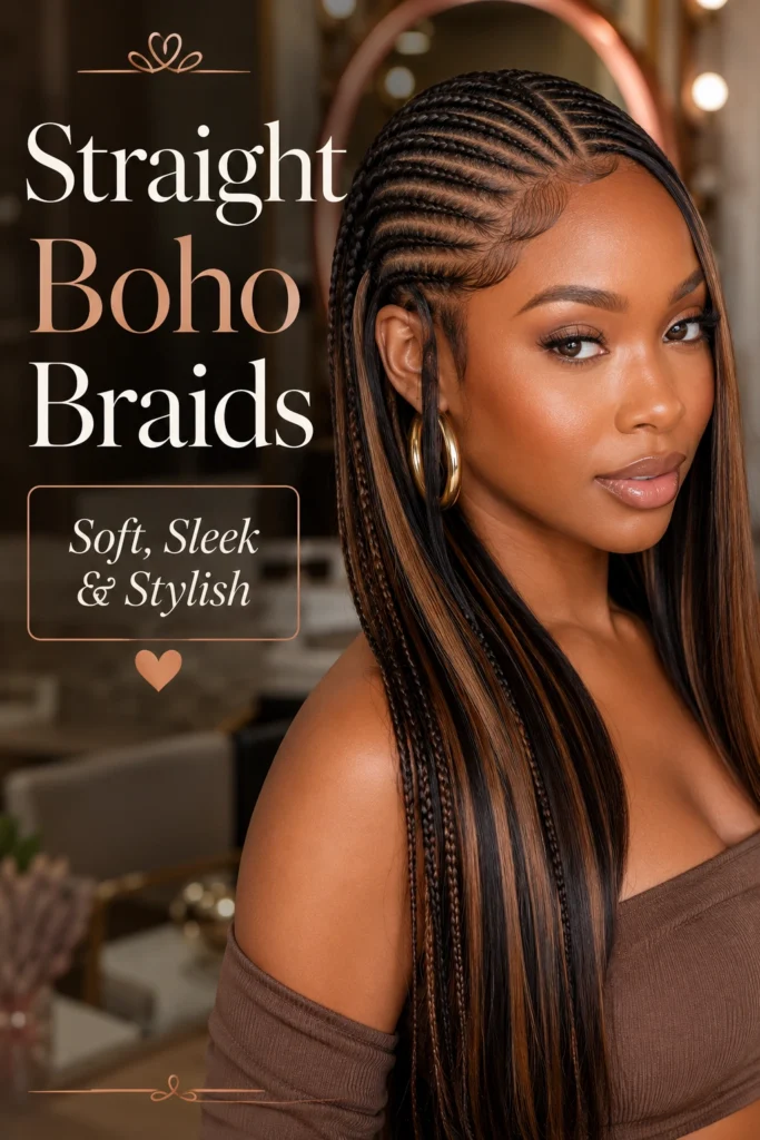 Boho Braids with Straight Hair