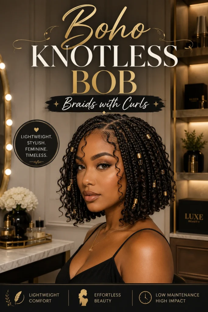 Short Bob Boho Knotless Braids