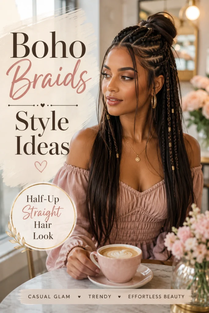 Boho Braids with Straight Hair