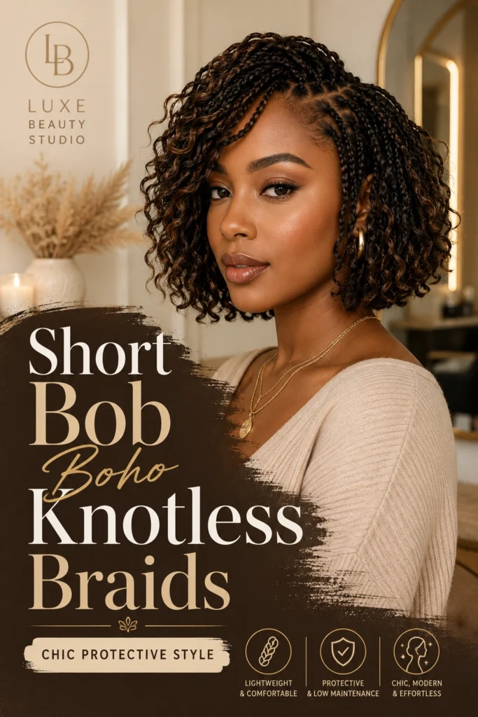 Short Bob Boho Knotless Braids