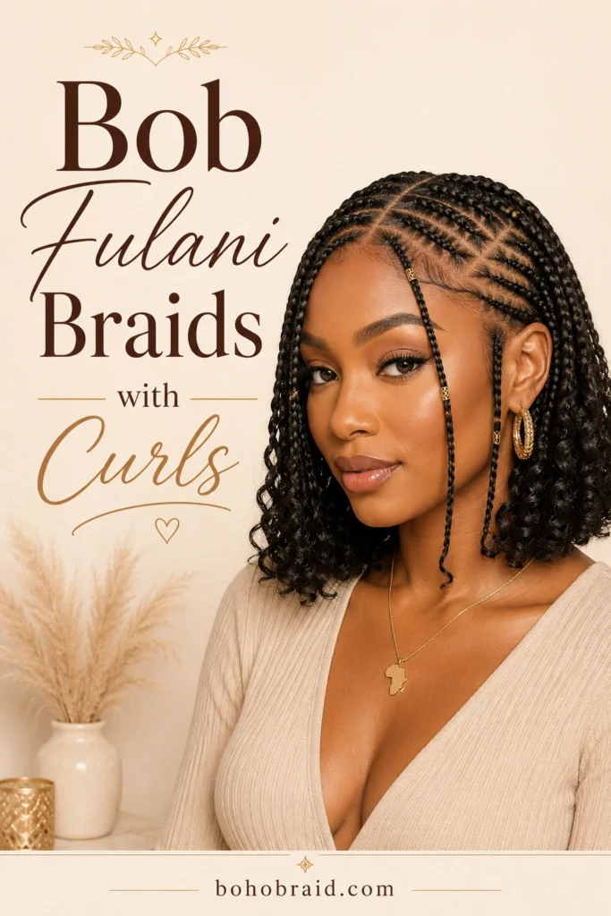 Short Fulani Braids with Curls
