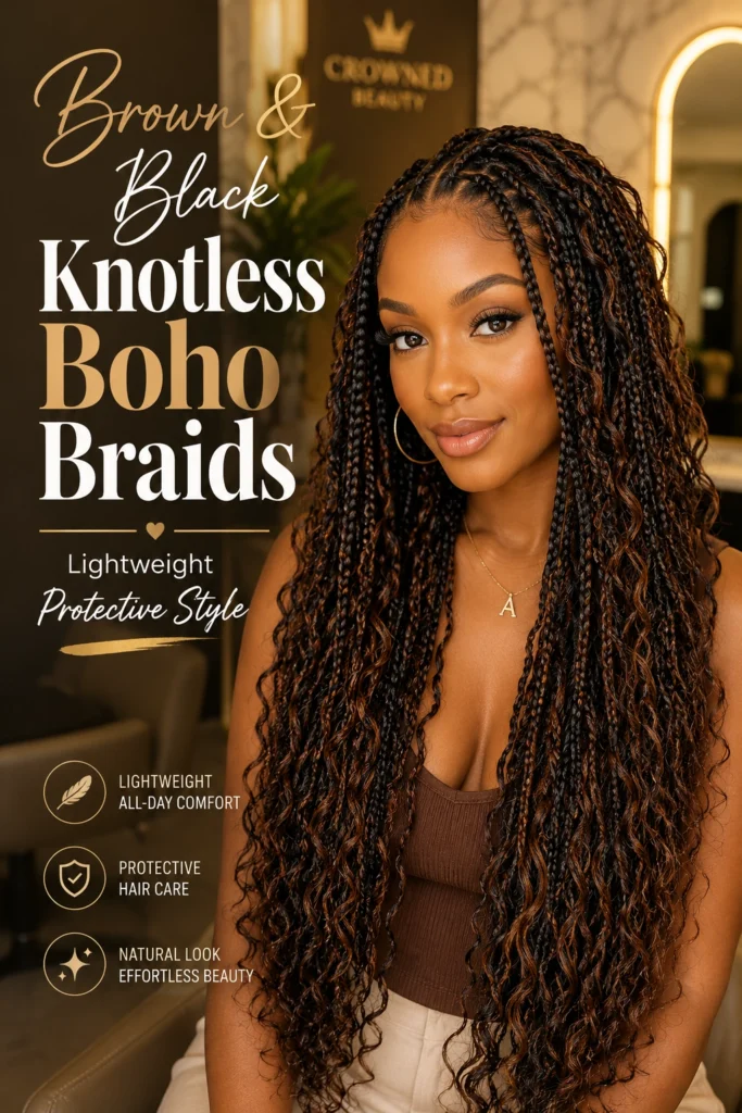 Brown and Black Boho Braids