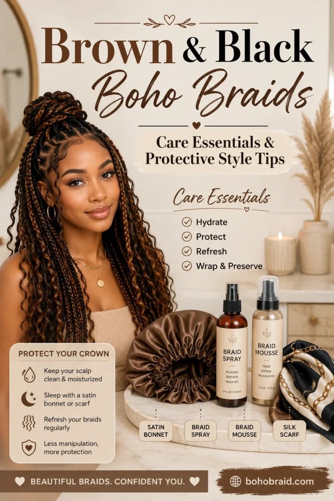 Brown and Black Boho Braids