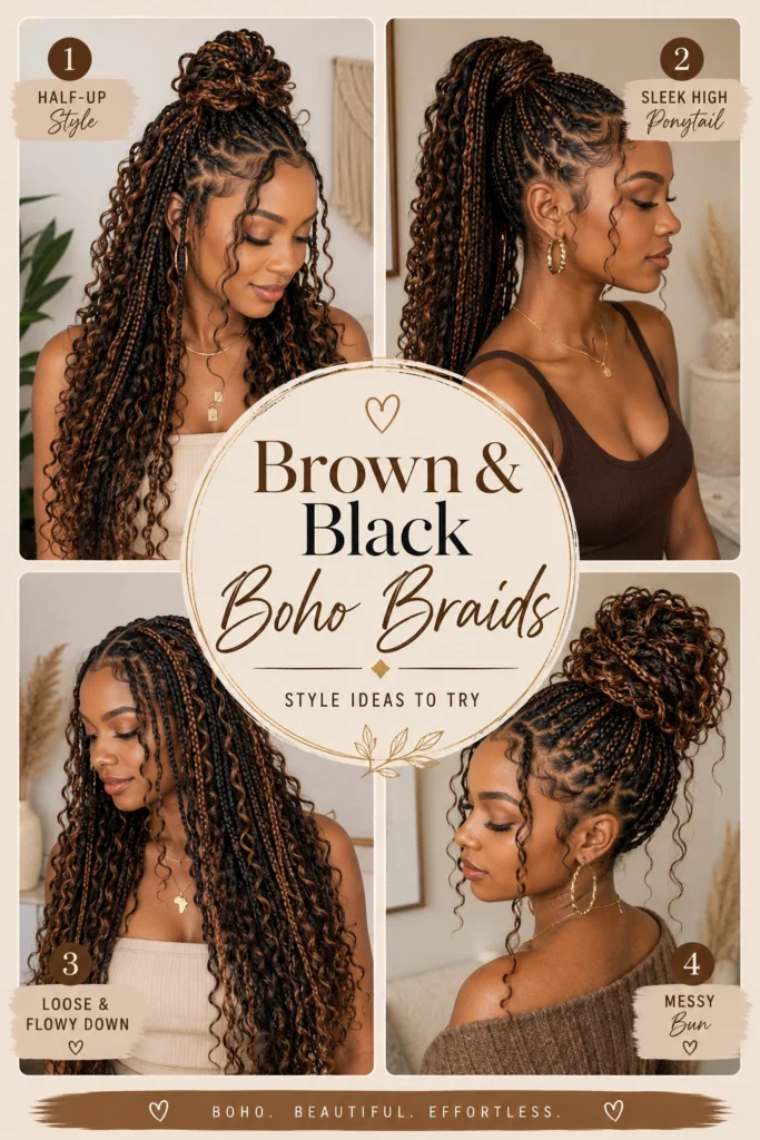 Brown and Black Boho Braids