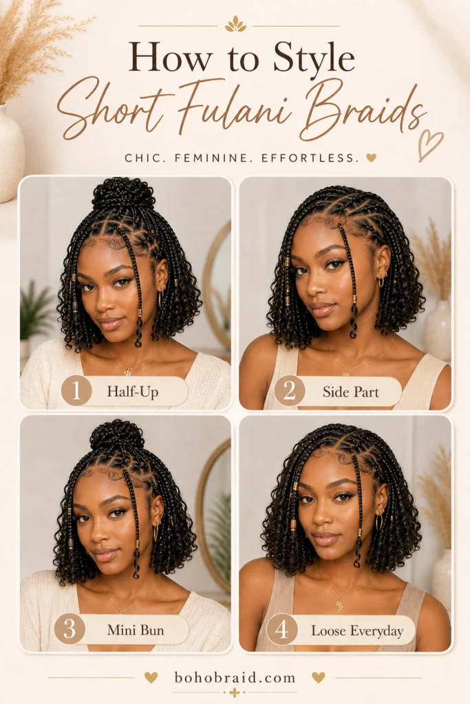 Short Fulani Braids with Curls