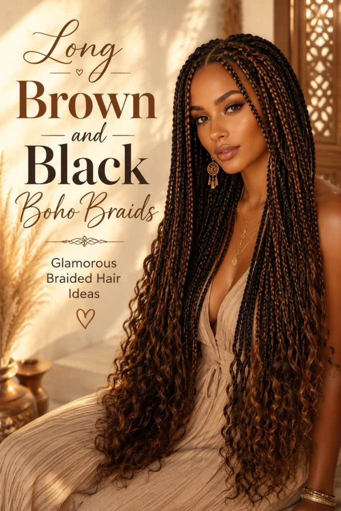Brown and Black Boho Braids