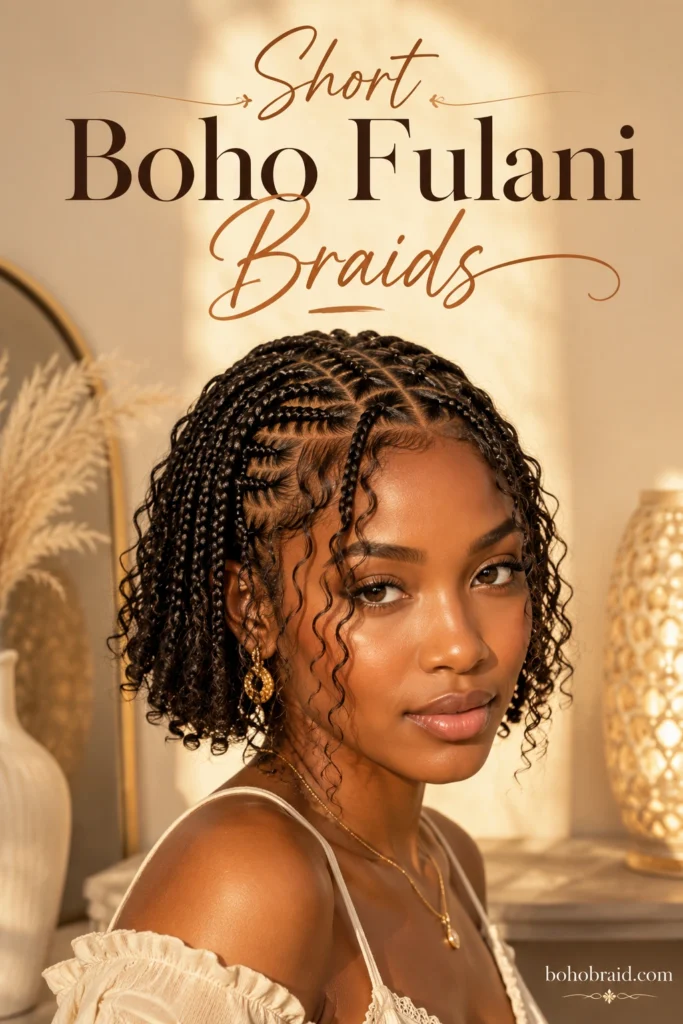 Short Fulani Braids with Curls