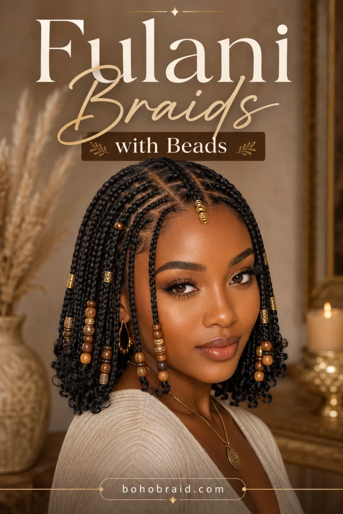 Short Fulani Braids with Curls