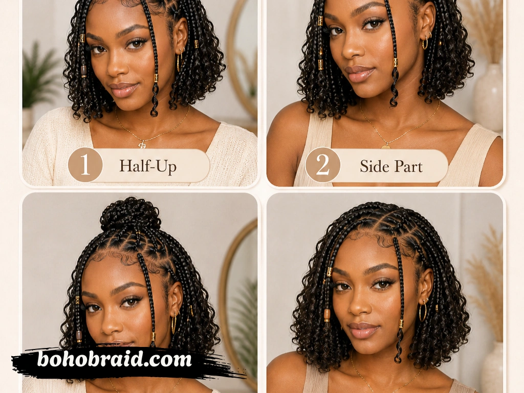 Short Fulani Braids with Curls: Chic Style Ideas Short Fulani Braids with Curls
