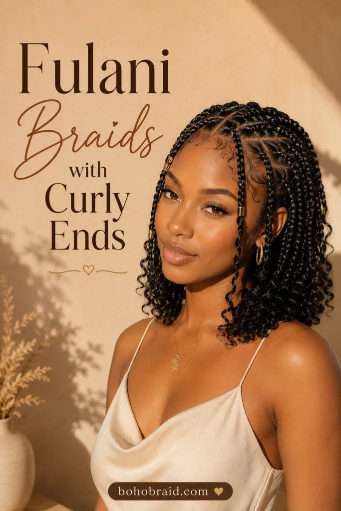 Short Fulani Braids with Curls