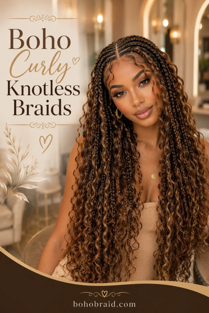 Curly Knotless Braids