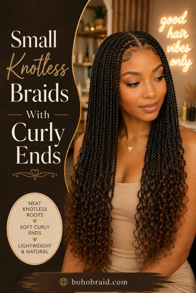 small knotless braids with curly ends