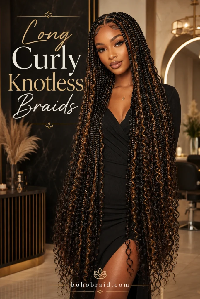 Curly Knotless Braids