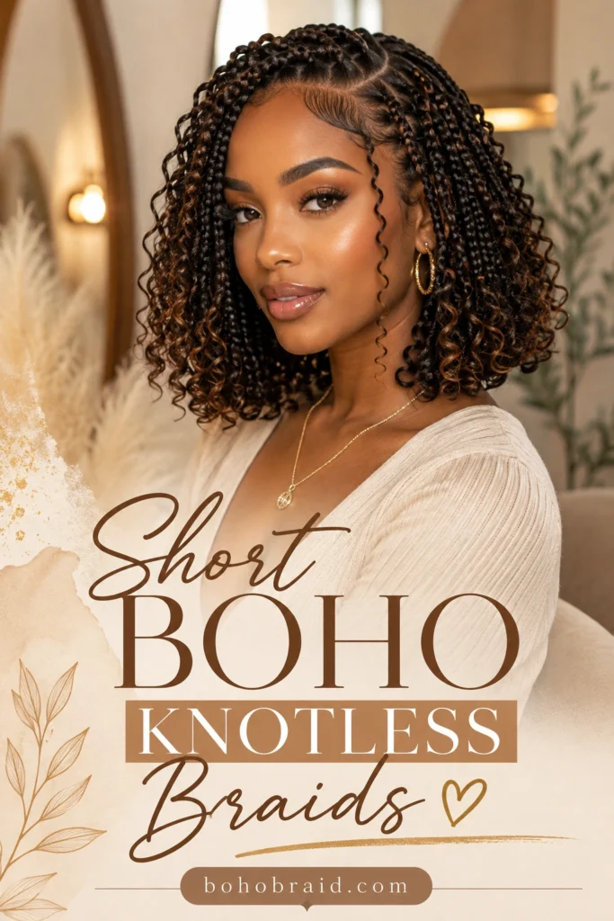 Bohemian Knotless Braids with Curls