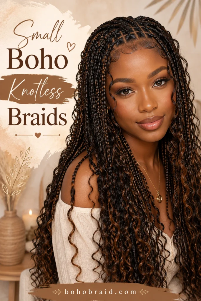 Bohemian Knotless Braids with Curls