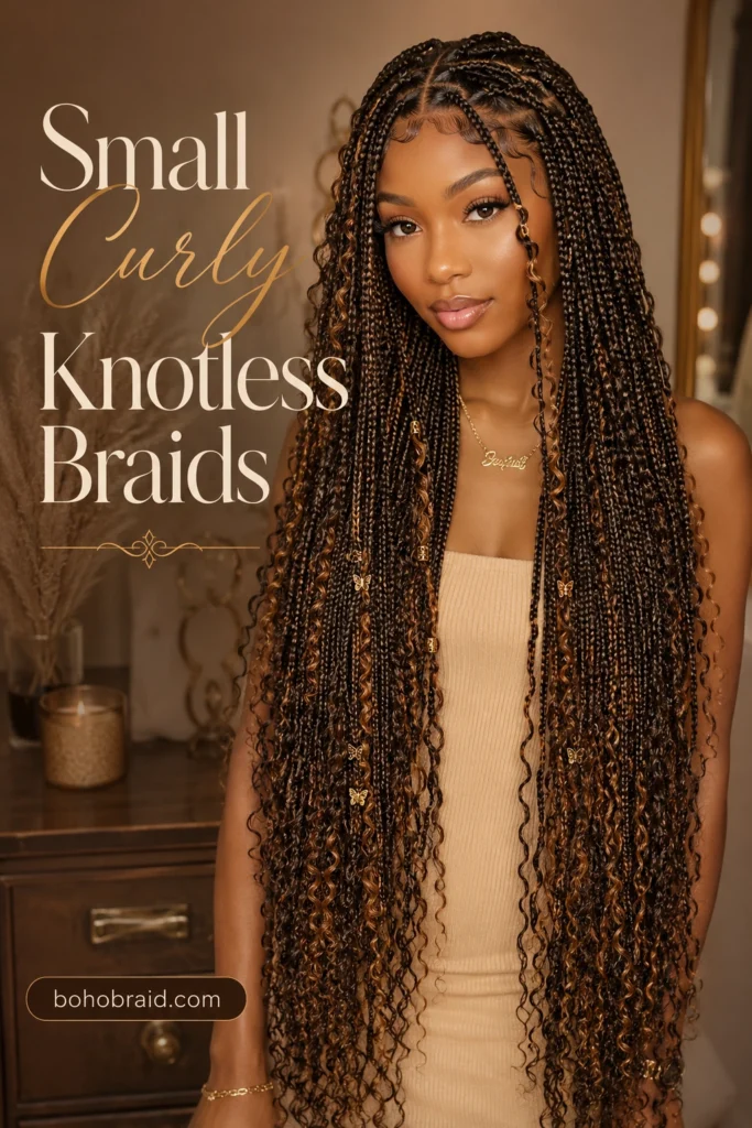 Curly Knotless Braids